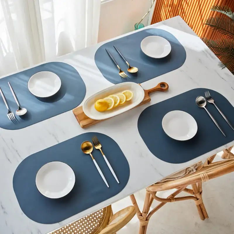 Korean ON Leather Pattern Silicone Square Shaped Table Mat Set 4P - Modern House - Kitchenware - Harumio