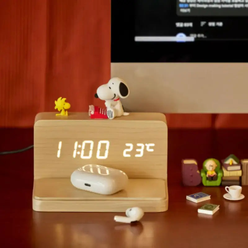 Bo Friends x Peanuts - Snoopy LED Wooden Desk Clock - Bo Friends - Clock - Harumio