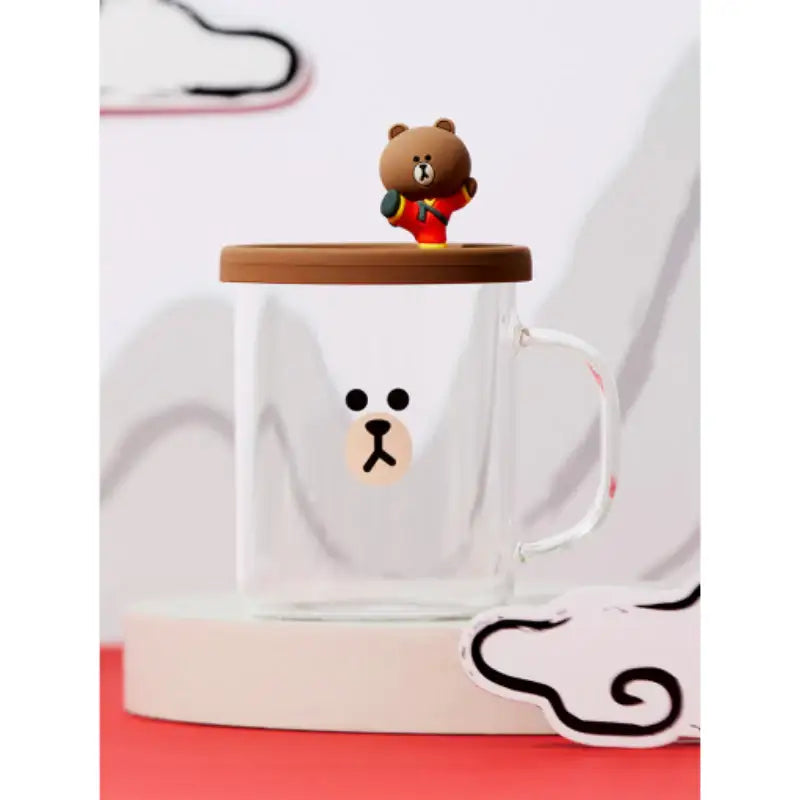 LINE FRIENDS x Kung Fu Panda - Brown Mug & Tea Bag Holder Lid Set - LINE FRIENDS - Tableware - Harumio