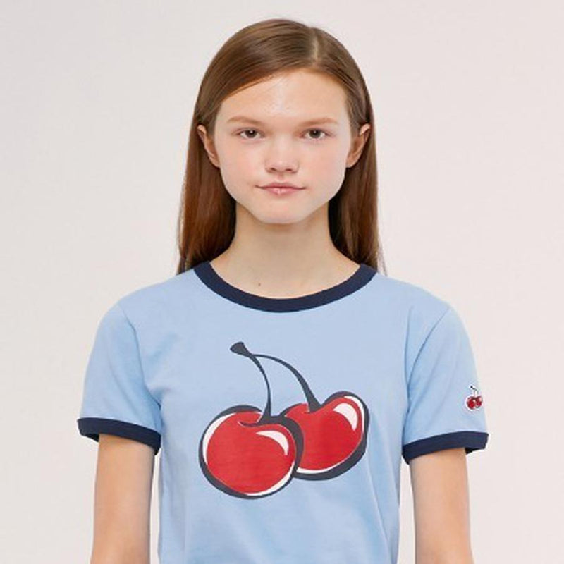 Kirsh - Big Cherry Ringer T-Shirt - Blue