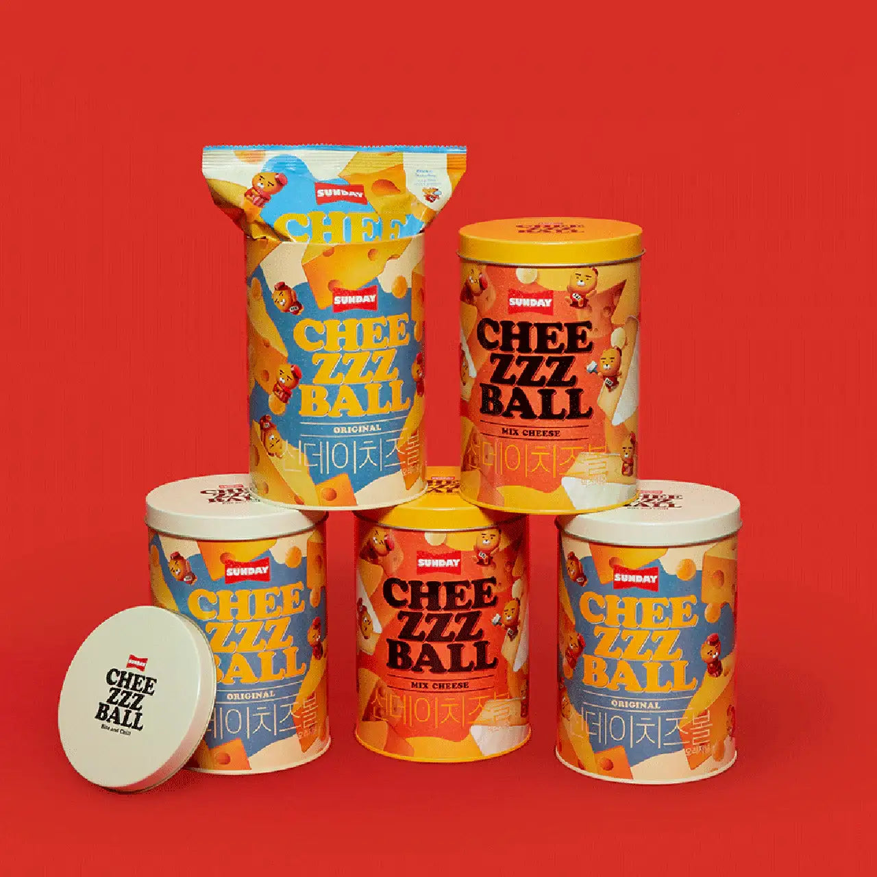 Kakao Friends - Ryan Sunday Cheezzz Ball (Tin Set) - Kakao Friends - Food - Harumio