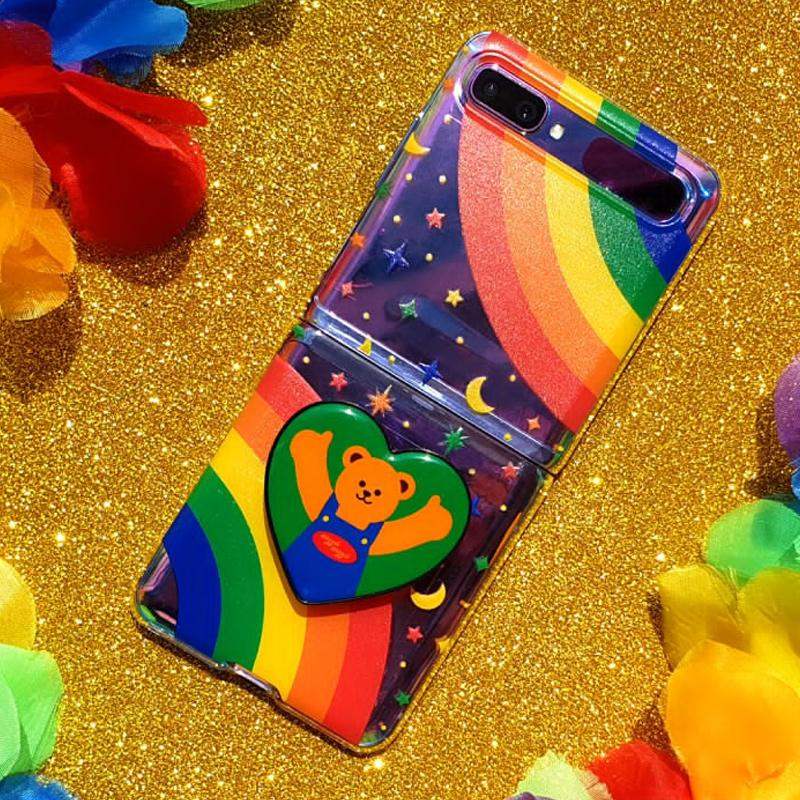 Wiggle Wiggle - Galaxy Z Flip Transparent Case & Heart Griptok Set - Wiggle Wiggle - Phone Case - Harumio