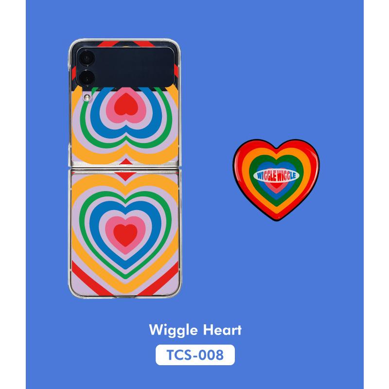 Wiggle Wiggle - Galaxy Z Flip Transparent Case & Heart Griptok Set