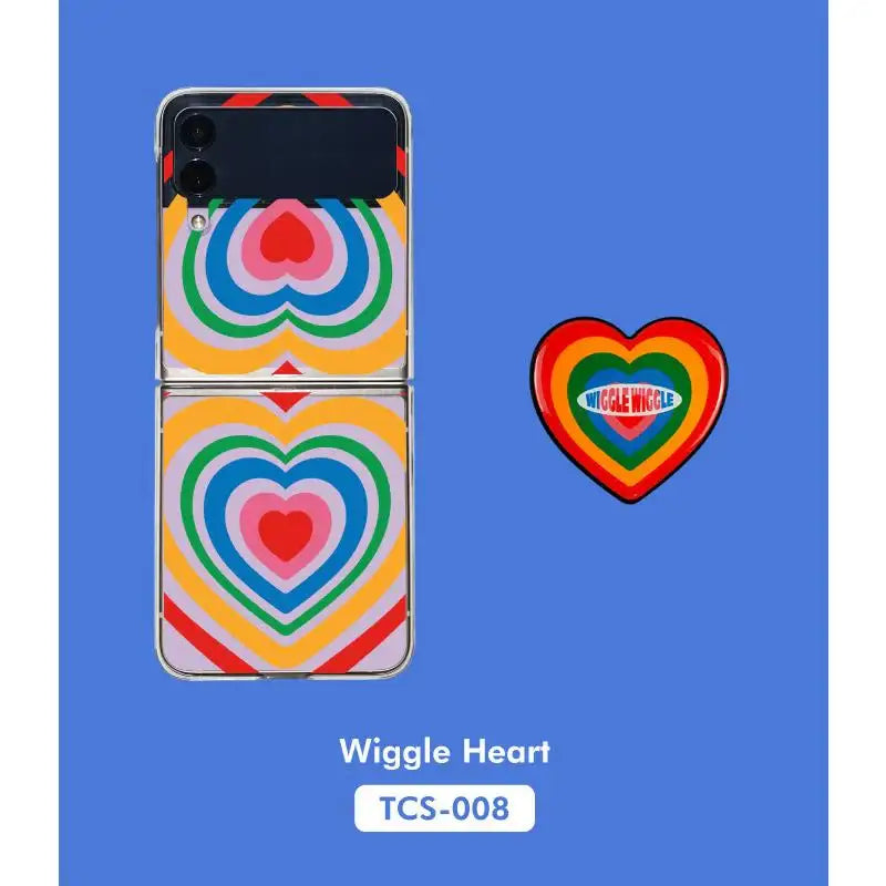 Wiggle Wiggle - Galaxy Z Flip Transparent Case & Heart Griptok Set - Wiggle Wiggle - Phone Case - Harumio