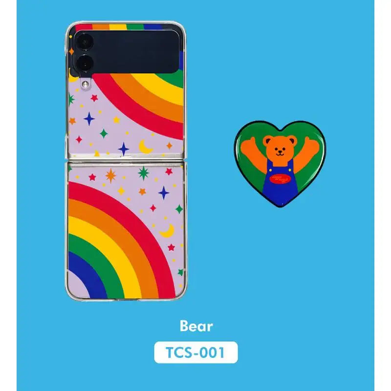 Wiggle Wiggle - Galaxy Z Flip Transparent Case & Heart Griptok Set - Wiggle Wiggle - Phone Case - Harumio