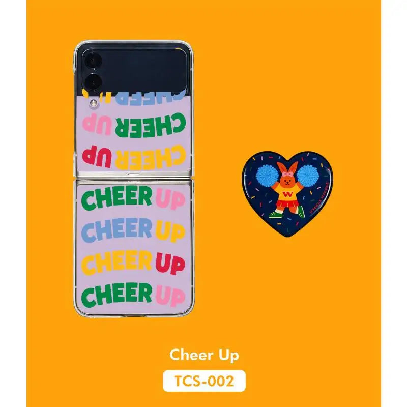 Wiggle Wiggle - Galaxy Z Flip Transparent Case & Heart Griptok Set - Wiggle Wiggle - Phone Case - Harumio