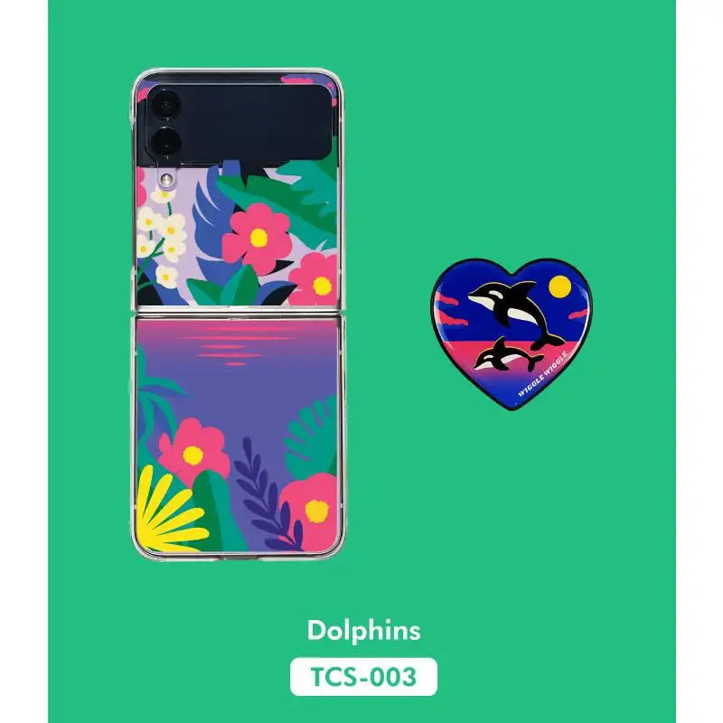 Wiggle Wiggle - Galaxy Z Flip Transparent Case & Heart Griptok Set - Wiggle Wiggle - Phone Case - Harumio