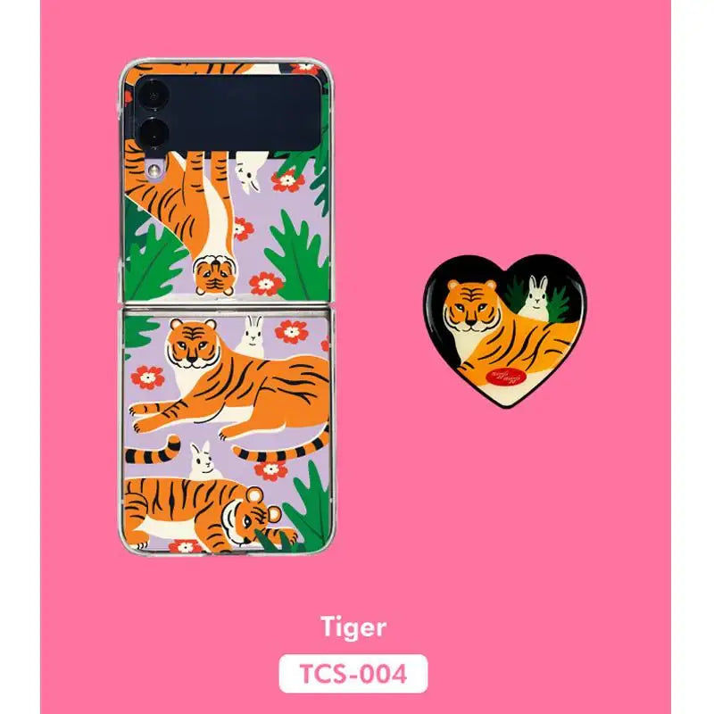 Wiggle Wiggle - Galaxy Z Flip Transparent Case & Heart Griptok Set - Wiggle Wiggle - Phone Case - Harumio