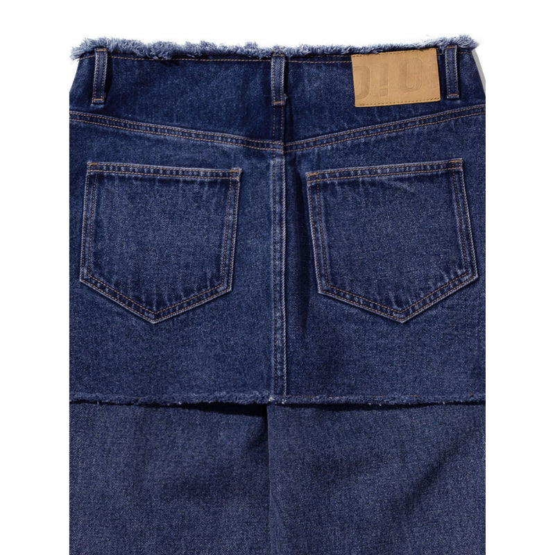 O!Oi x NewJeans - Layered Skirt Denim Pants