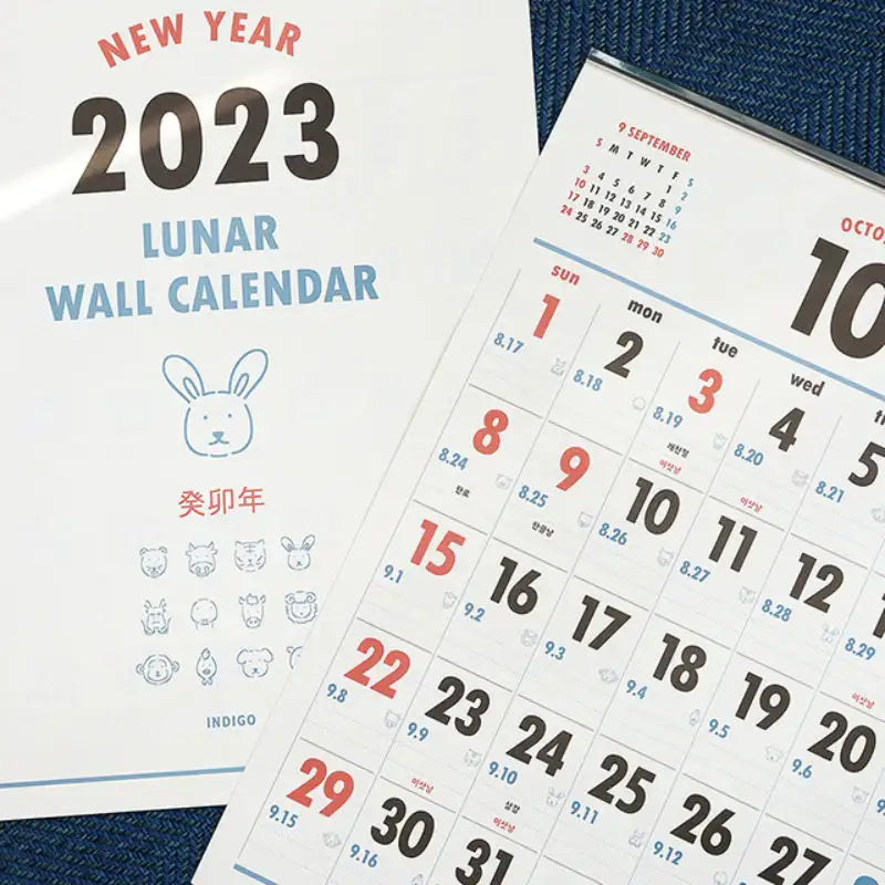 Indigo - 2023 Lunar Wall Calendar - INDIGO - Calendar - Harumio
