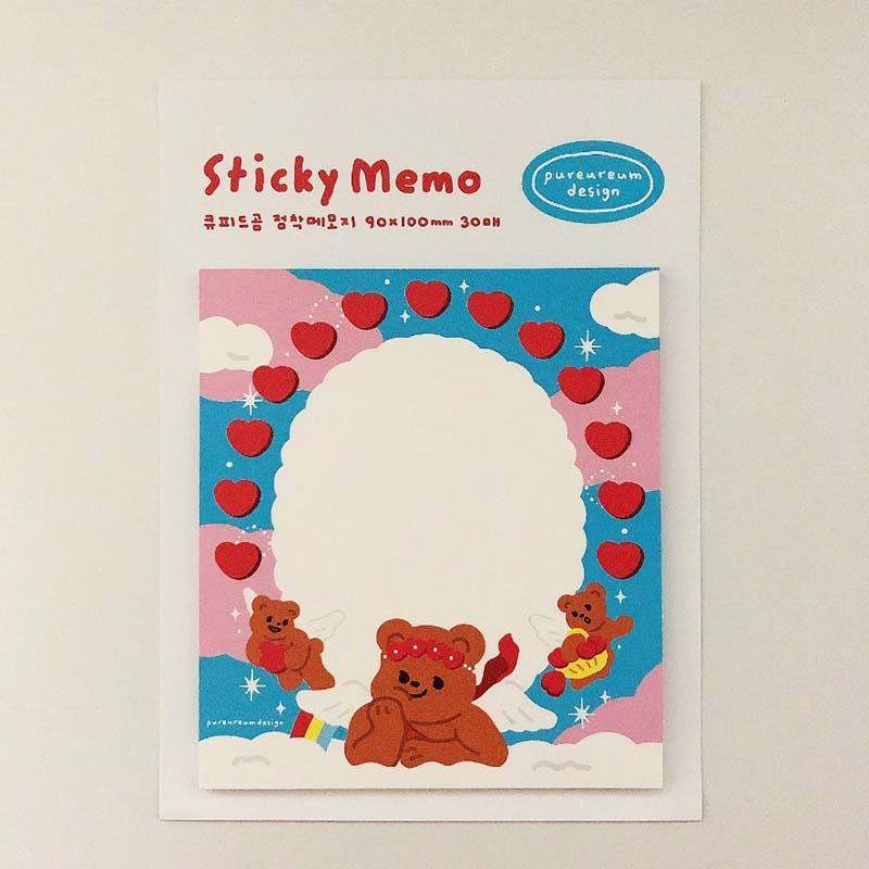 Pureureumdesign x 10x10 - Cupid Bear Sticky Notes - Pureureumdesign - Stationery - Harumio