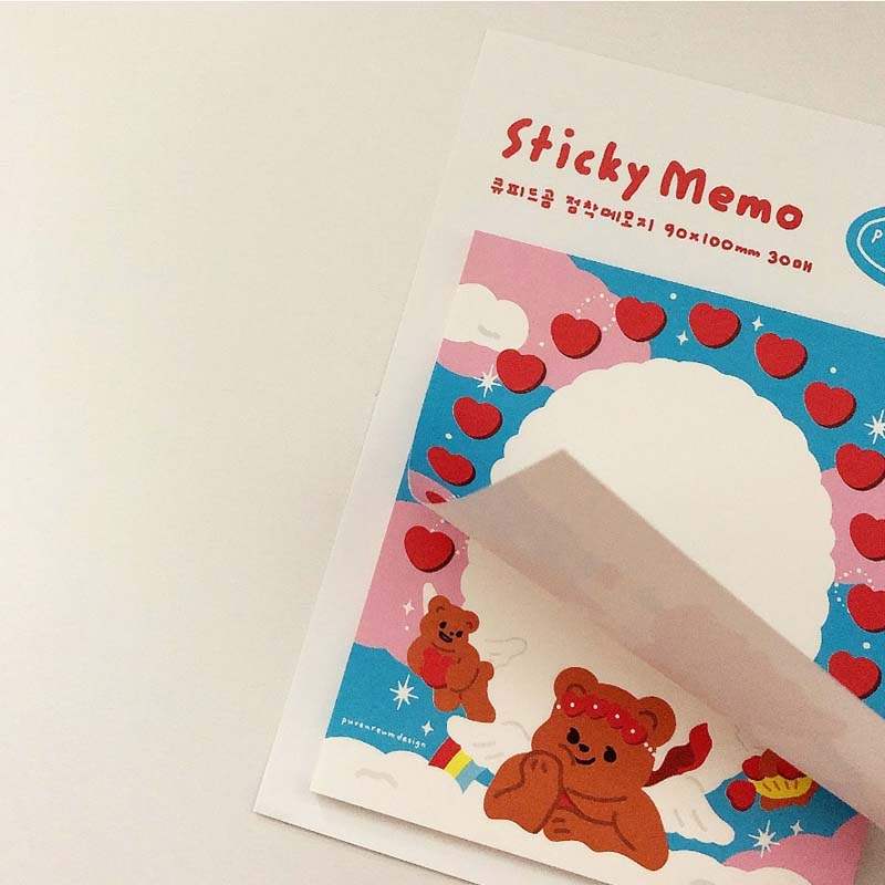 Pureureumdesign x 10x10 - Cupid Bear Sticky Notes - Pureureumdesign - Stationery - Harumio