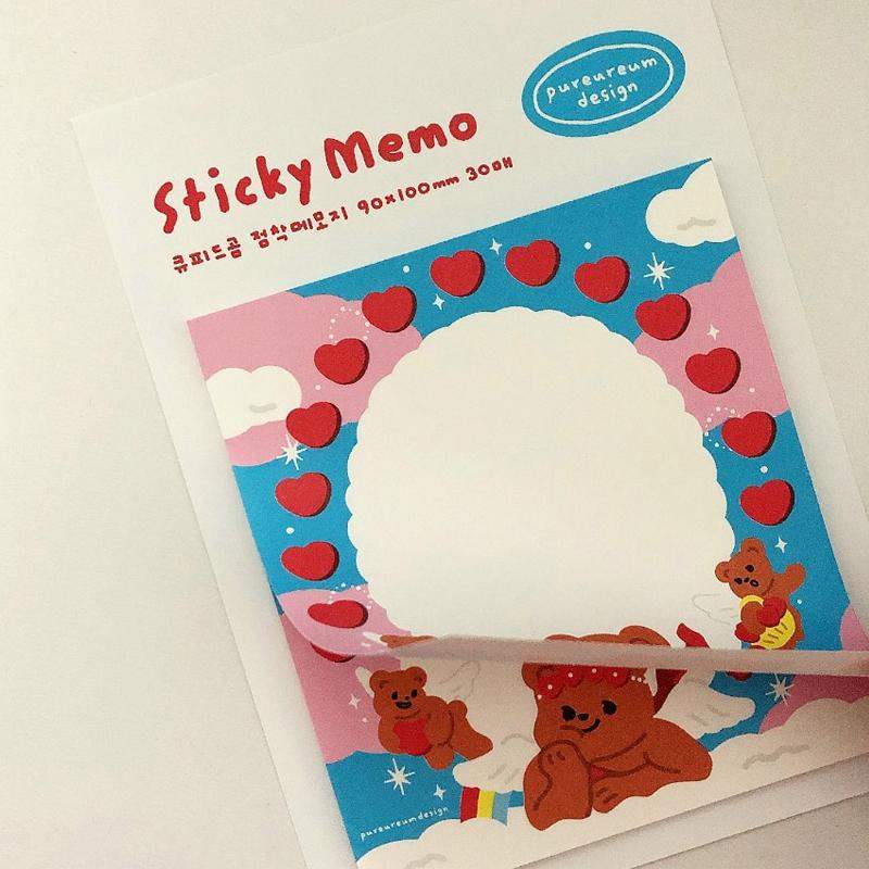 Pureureumdesign x 10x10 - Cupid Bear Sticky Notes - Pureureumdesign - Stationery - Harumio