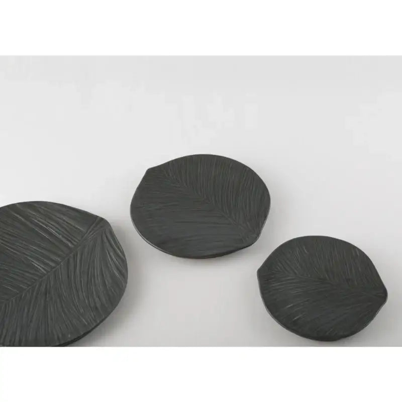 Chaora - Black Leaf Round Plate - Chaora - Tableware - Harumio