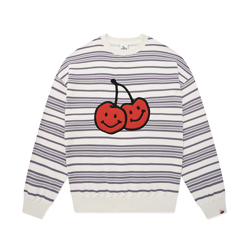 Kirsh - Doodle Cherry Stripe Sweatshirt