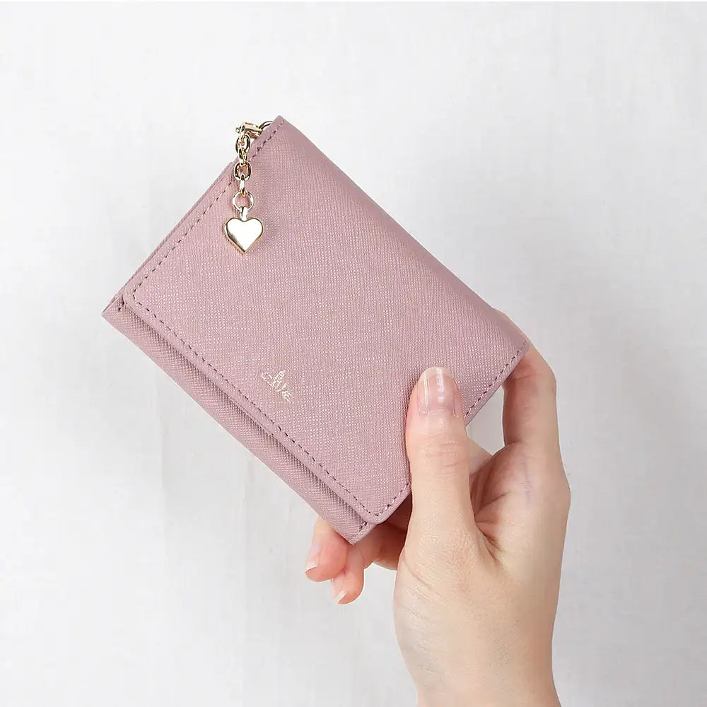 CLUE - Lovely Signature Rose Pink Cowhide Middle Wallet - CLUE - Accessories - Harumio