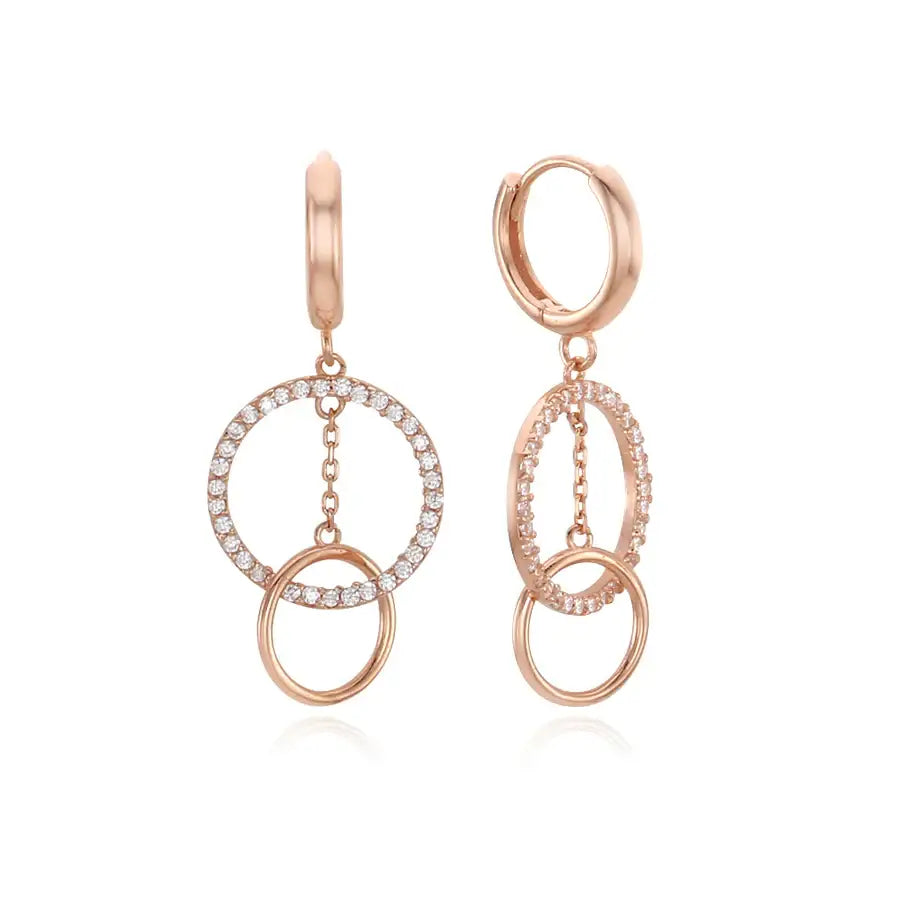 CLUE - Cross Round Drop One Touch Rose Gold Earrings - CLUE - Jewelry - Harumio