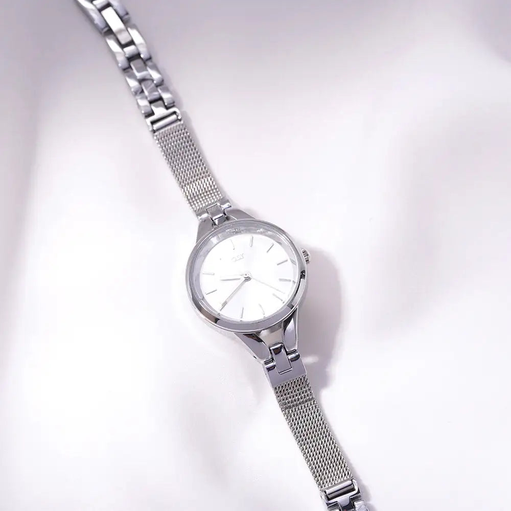OST - Simple Basic Bracelet Bezel Silver Mesh Watch - OST - Watch - Harumio