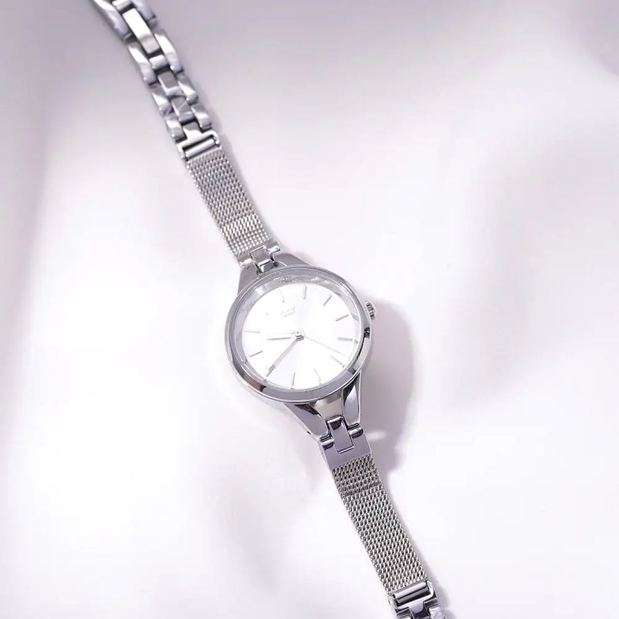 OST - Simple Basic Bracelet Bezel Silver Mesh Watch - OST - Watch - Harumio