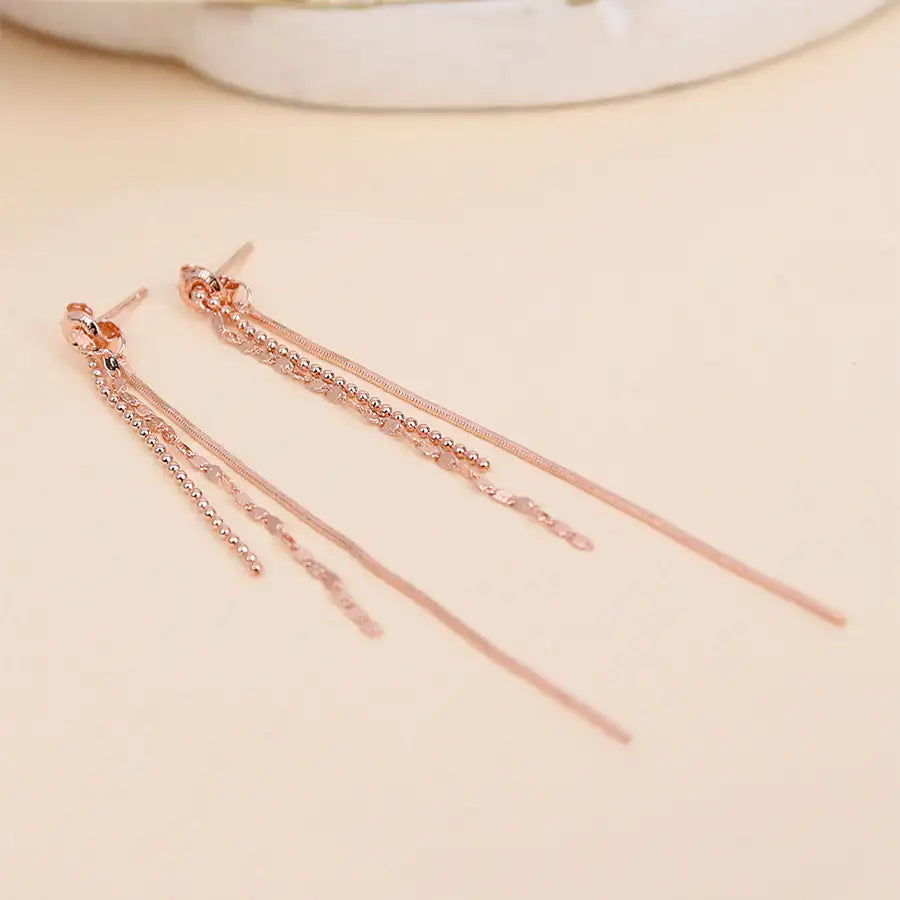 CLUE - Chain Drop Rose Gold Earrings - CLUE - Jewelry - Harumio