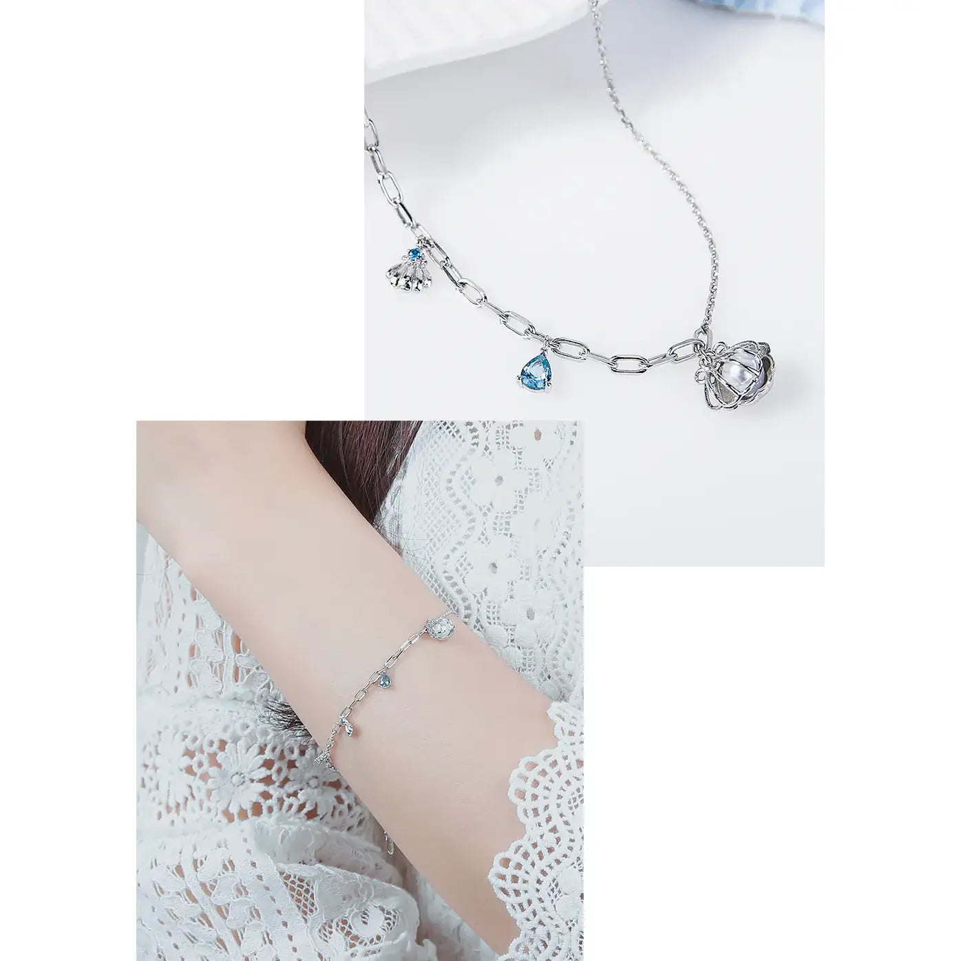 CLUE - Blue Sea Shell Silver Bracelet - CLUE - Jewelry - Harumio