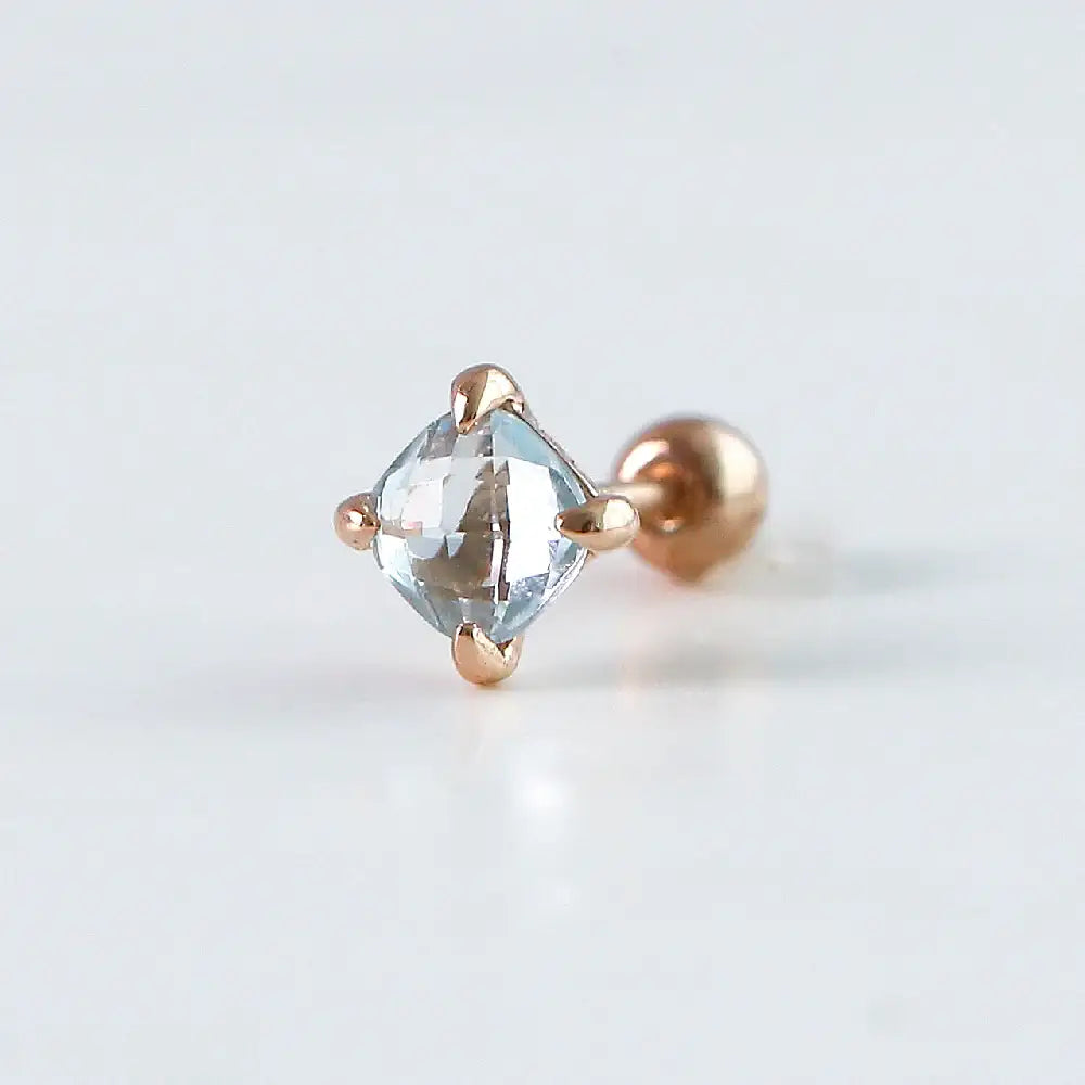 CLUE - Wish Spell Blue Topaz Natural Stone Rhombus Silver Piercing - CLUE - Jewelry - Harumio