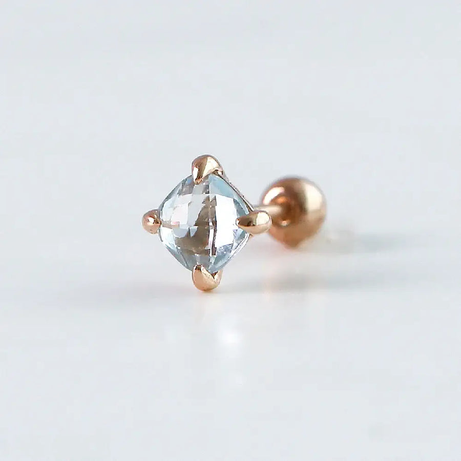 CLUE - Wish Spell Blue Topaz Natural Stone Rhombus Silver Piercing - CLUE - Jewelry - Harumio