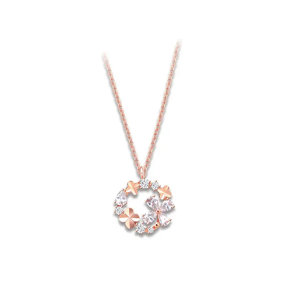 CLUE - Dear Darling Love Flower Silver Necklace - CLUE - Jewelry - Harumio