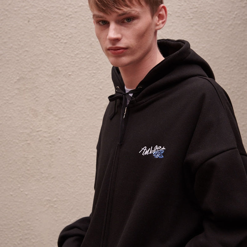 Ambler - Blue Rose Over Fit Zip Up Hoodie