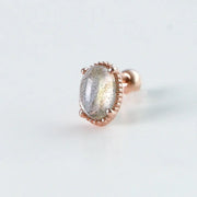 CLUE - Wish Spell Labradorite Natural Stone Oval Silver Piercing - CLUE - Jewelry - Harumio