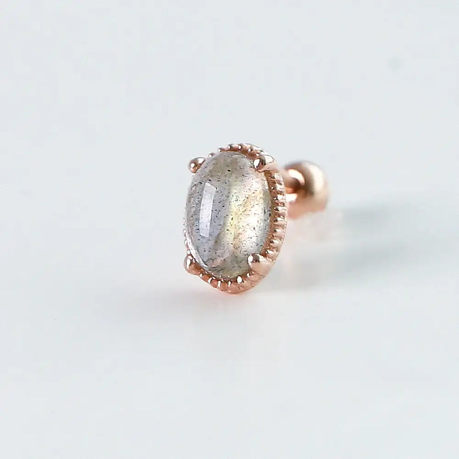 CLUE - Wish Spell Labradorite Natural Stone Oval Silver Piercing - CLUE - Jewelry - Harumio