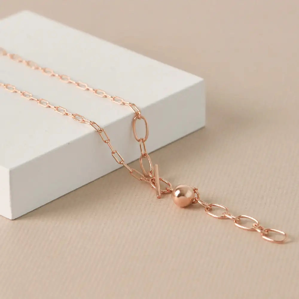 CLUE - Ball Chain Rose Gold Necklace - CLUE - Jewelry - Harumio