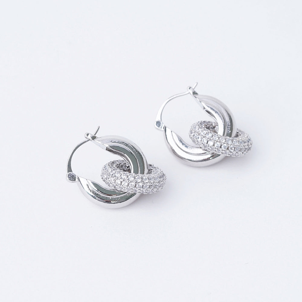 OST - Pavé Setting Double Ring Earring