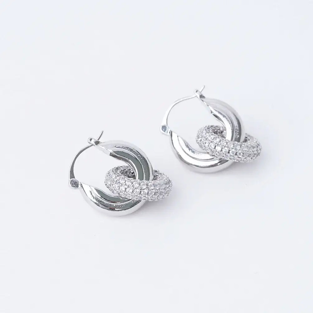 OST - Pavé Setting Double Ring Earring - OST - Jewelry - Harumio