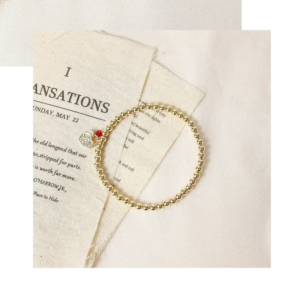 CLUE - 14K Gold Filled Eternal Garnet Stone Heart Bracelet - CLUE - Jewelry - Harumio