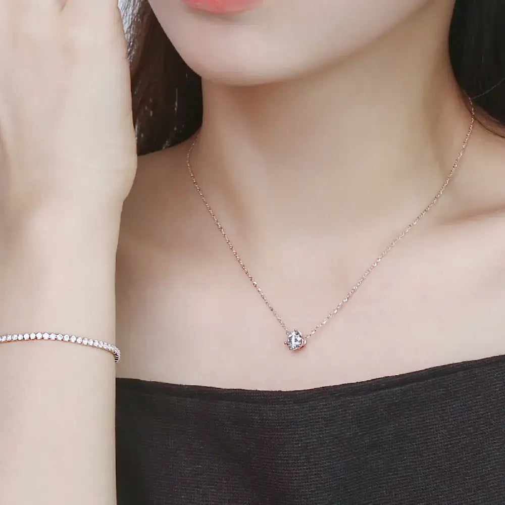 CLUE - Carat Collection Crowned Setting Diamond Necklace - CLUE - Jewelry - Harumio