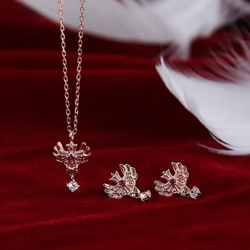 Saint Tail x Clue - Angel Wing Cross 10K Gold Necklace - CLUE - Jewelry - Harumio