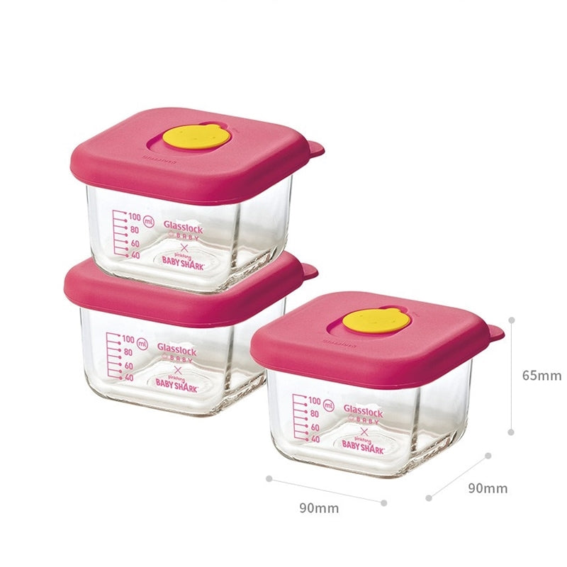 Glasslock BABY x pingfong - Slime Cap Baby Food Container 210ml 3P Set