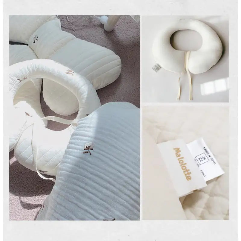 Malolotte x dot to dot - Quilted Embroidered Neck Cushion - Malolotte - Home & Living, Accessories - Harumio