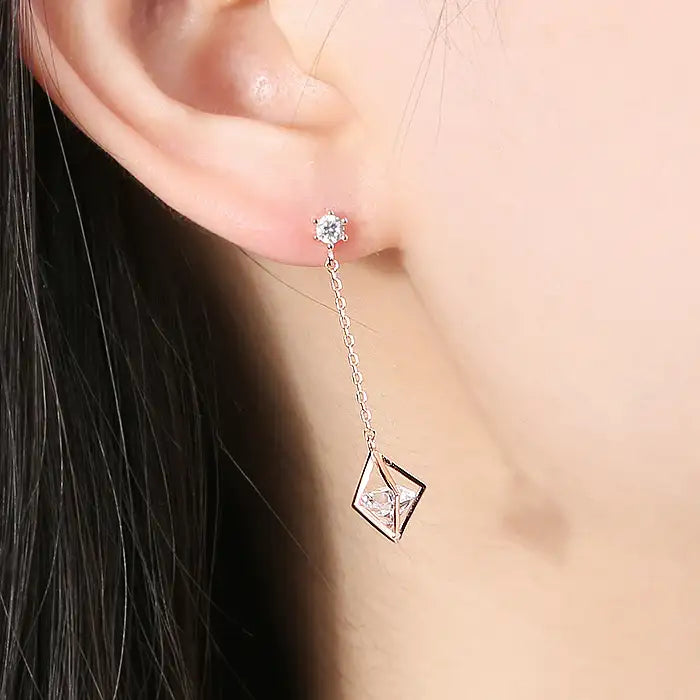 OST - Rhombohedron Rose Gold Drop Earrings - OST - Jewelry - Harumio