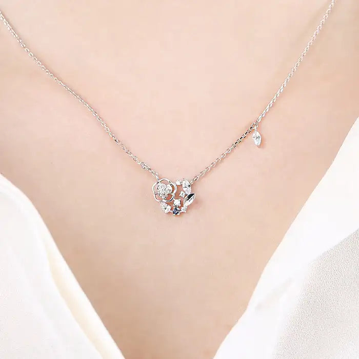 OST - December Birthstone Iolite Camellia Birth Flower Necklace - OST - Jewelry - Harumio