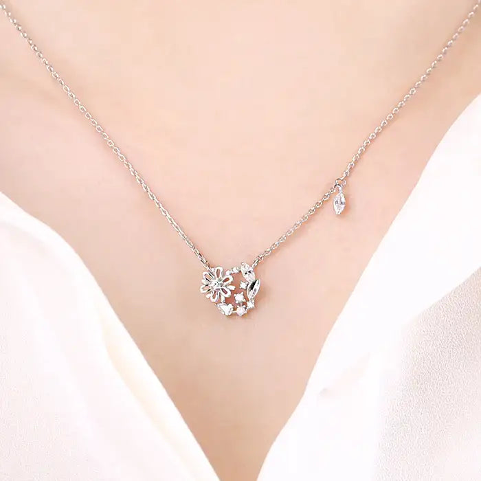OST - October Birthstone Pink Opal Calendula Birth Flower Necklace - OST - Jewelry - Harumio