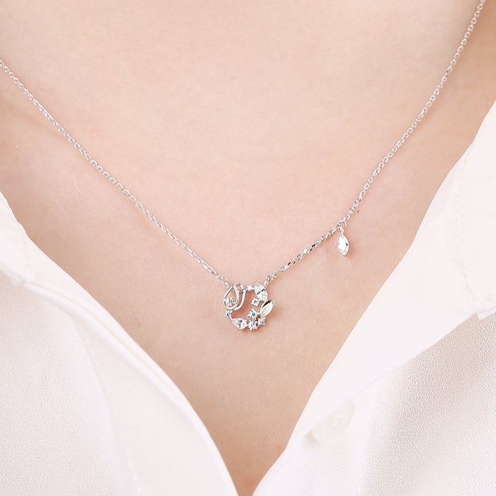 OST - April White Cubic Tulip Birth Flower Necklace