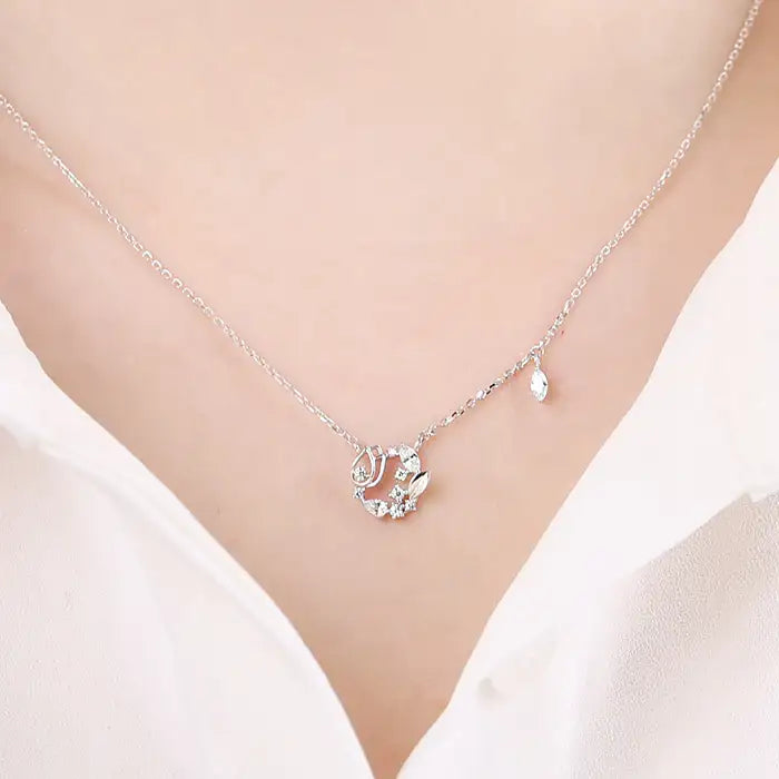 OST - April White Cubic Tulip Birth Flower Necklace - OST - Jewelry - Harumio