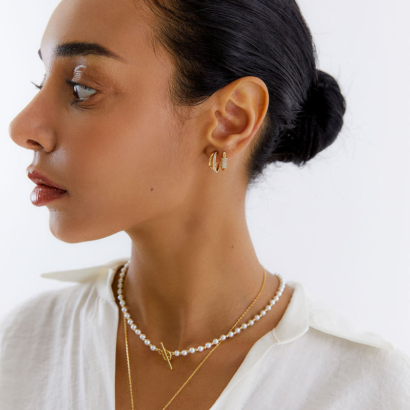 OST - POPTS Collection Basic Pearl Earth Toggle Bar Necklace