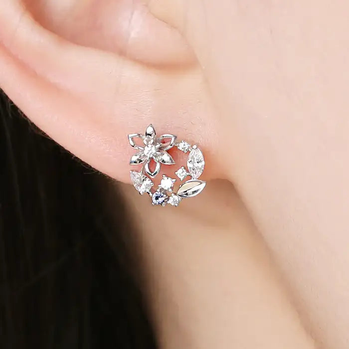 OST - September Sapphire Clematis Birth Flower Earrings - OST - Jewelry - Harumio