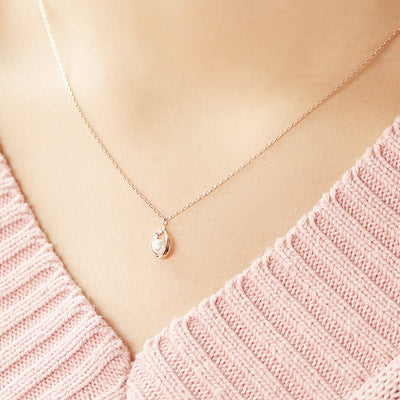 OST - Shining Pearl Rose Gold Necklace in Water Drops