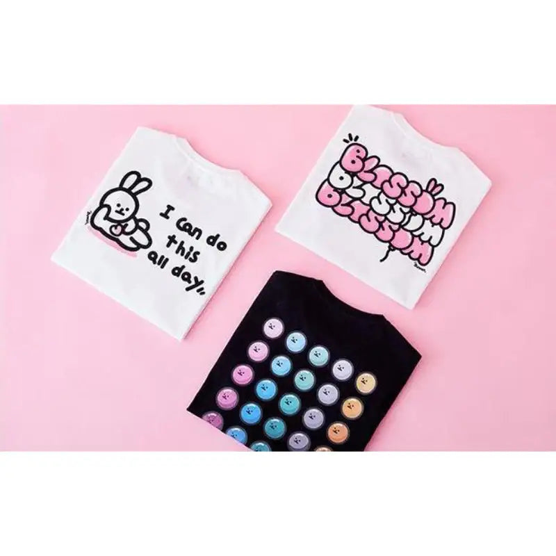 Line Friends - Buwon B.B.Rabbit & BLOSSOM Short Sleeve T-shirt - Line Friends - T-shirt - Harumio