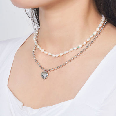OST - POPTS Collection Pastel Baroque Pearl Earth Heart Necklace