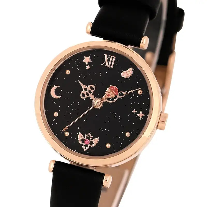 Saint Tail x Clue - Starry Sky Saint Leather Watch - Black - CLUE - Jewelry - Harumio